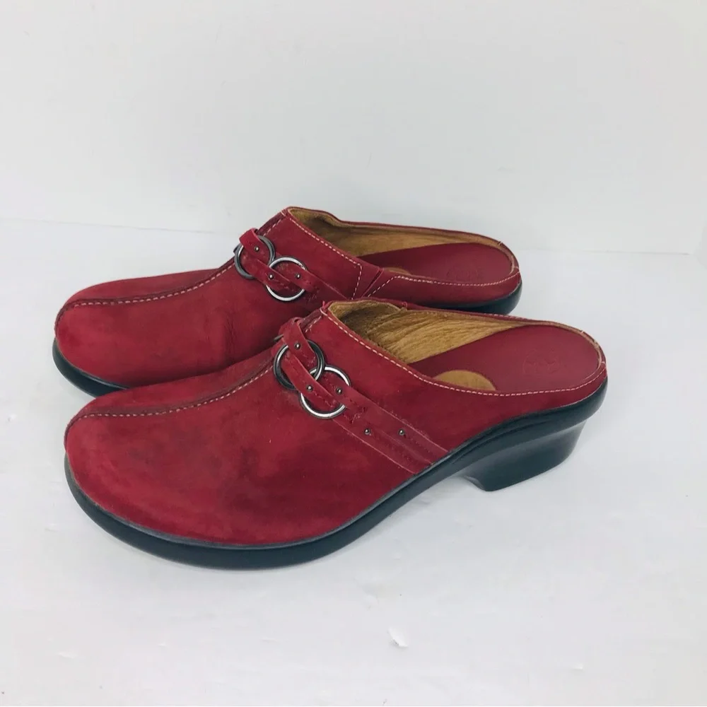 Ariat Women's Size 9B Clogs Red Leather Suede Slip On Comfort Shoes 15253 - Picture 2 of 8